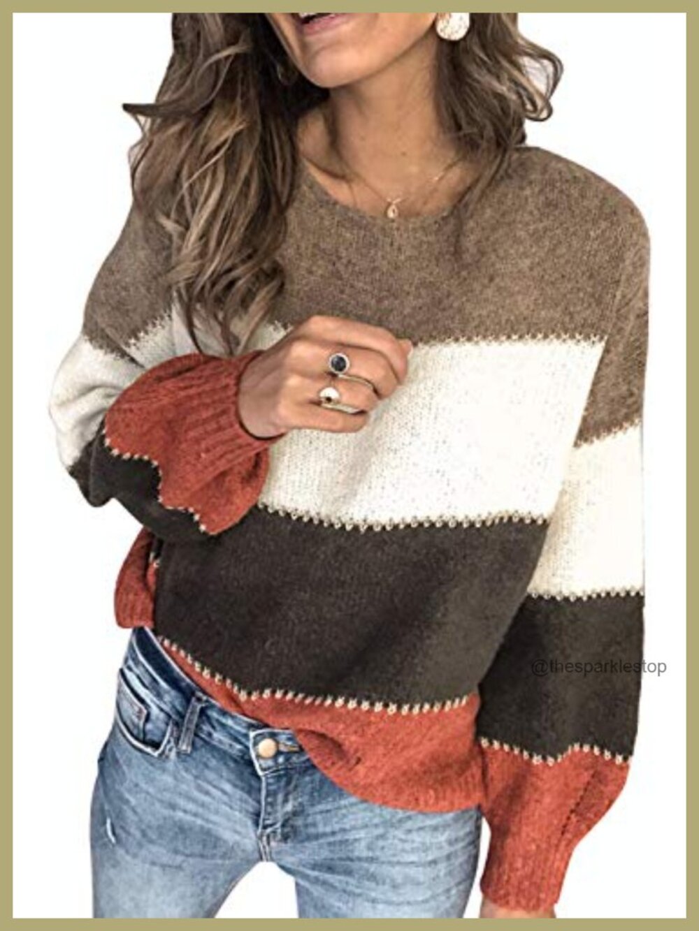 Womens Knit Sweater Pullover Crewneck Long Sleeve Loose Casual